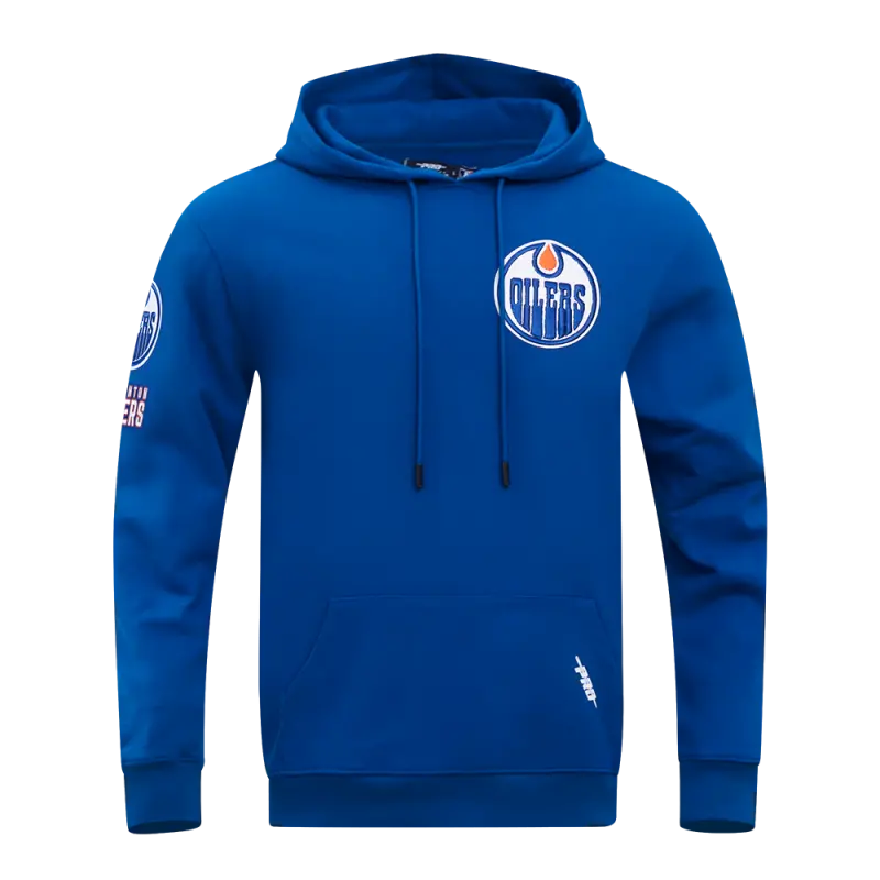 nhl edmonton oilers classic mens chenille dk po hoodie dodger blue